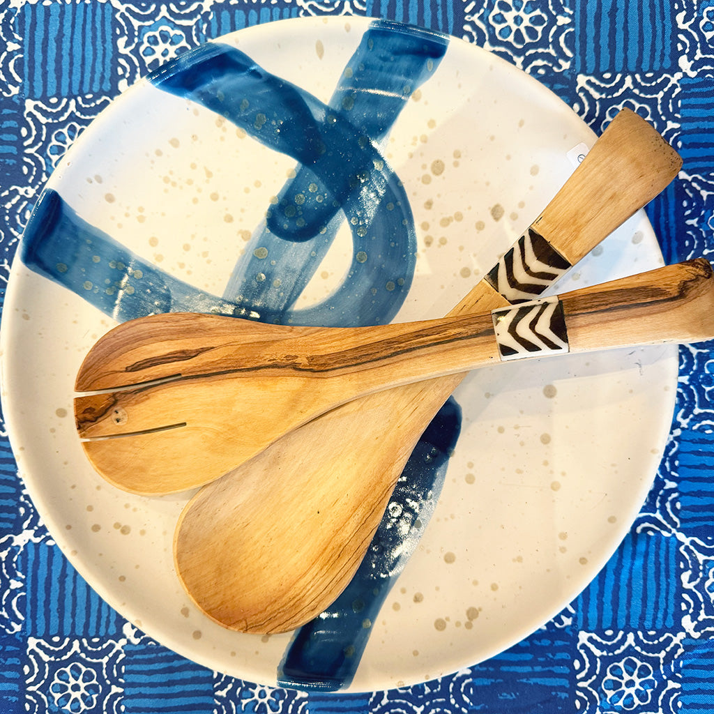 Chunky Hand-Carved Wooden Salad Servers