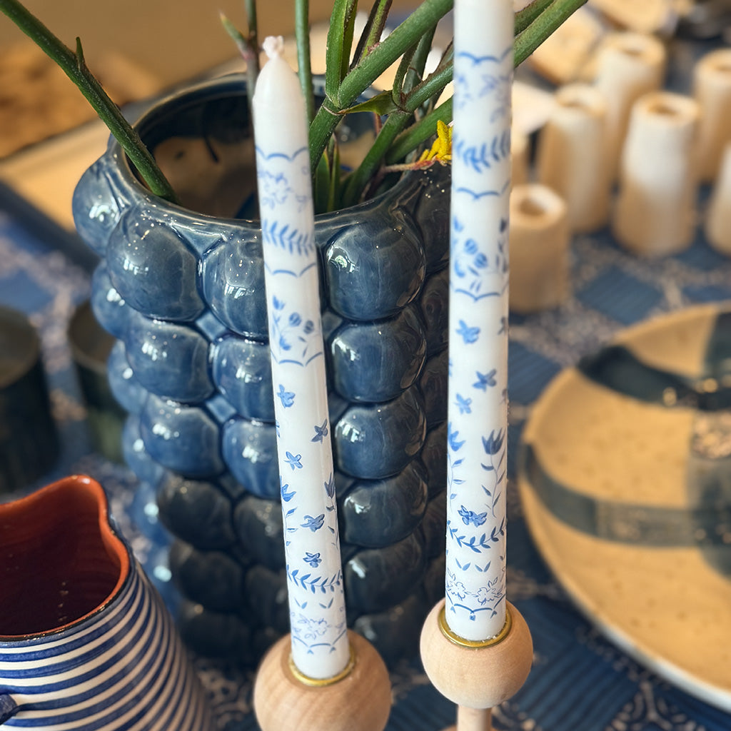 Azulejos - Patterned Dinner Candles - Set of 2