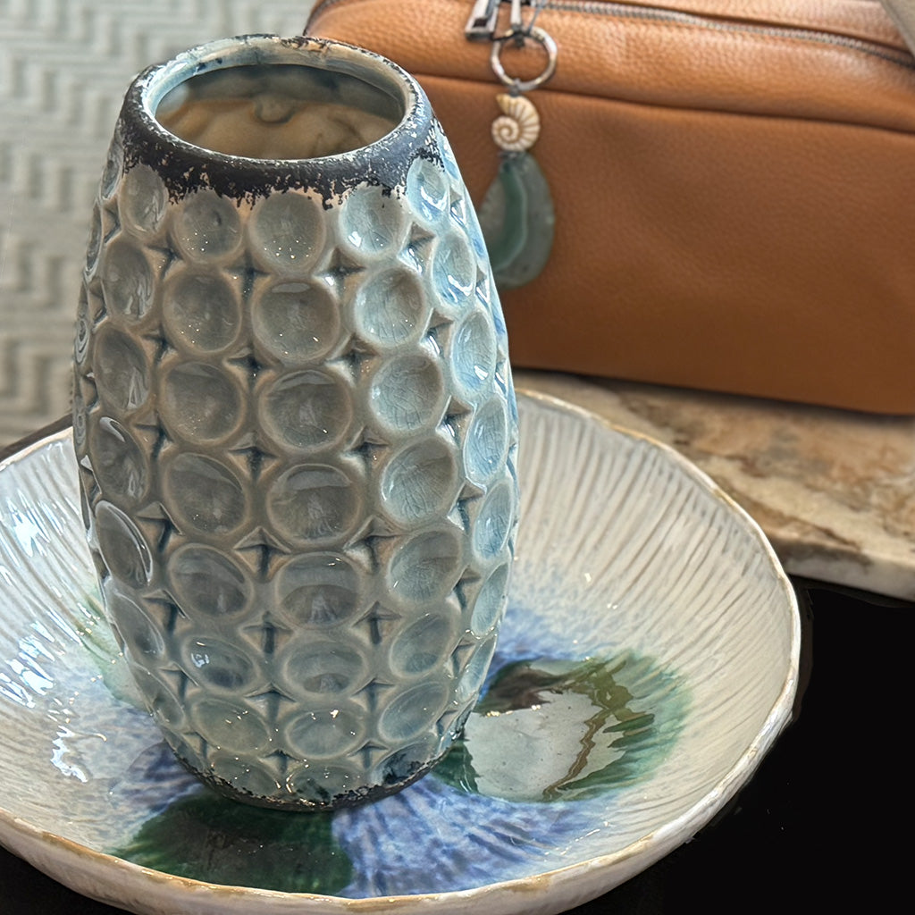 Blue Barnacle - Painted Ceramic Vase