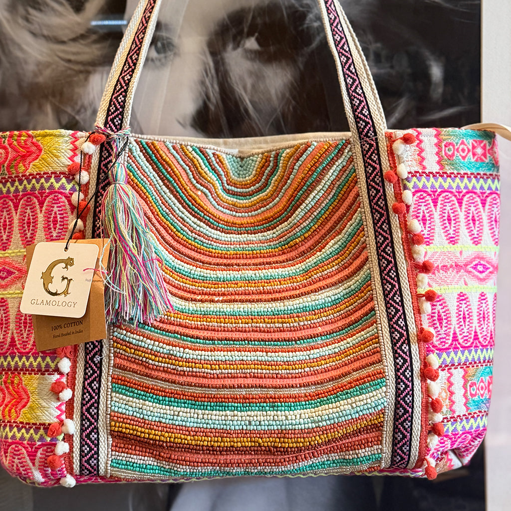 Jaipur - Hand Beaded Cotton Beach Tote