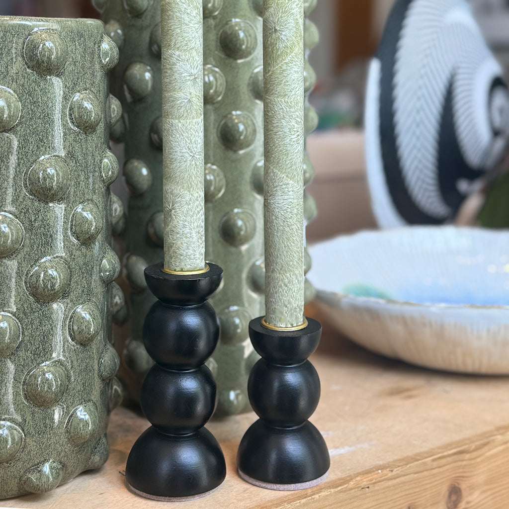 Blackball - Wooden Dinner Candle Holders - Set of 2