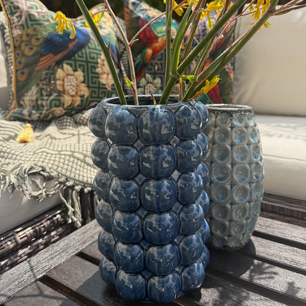 Bluebottles - Painted Ceramic Bubble Vase Tall