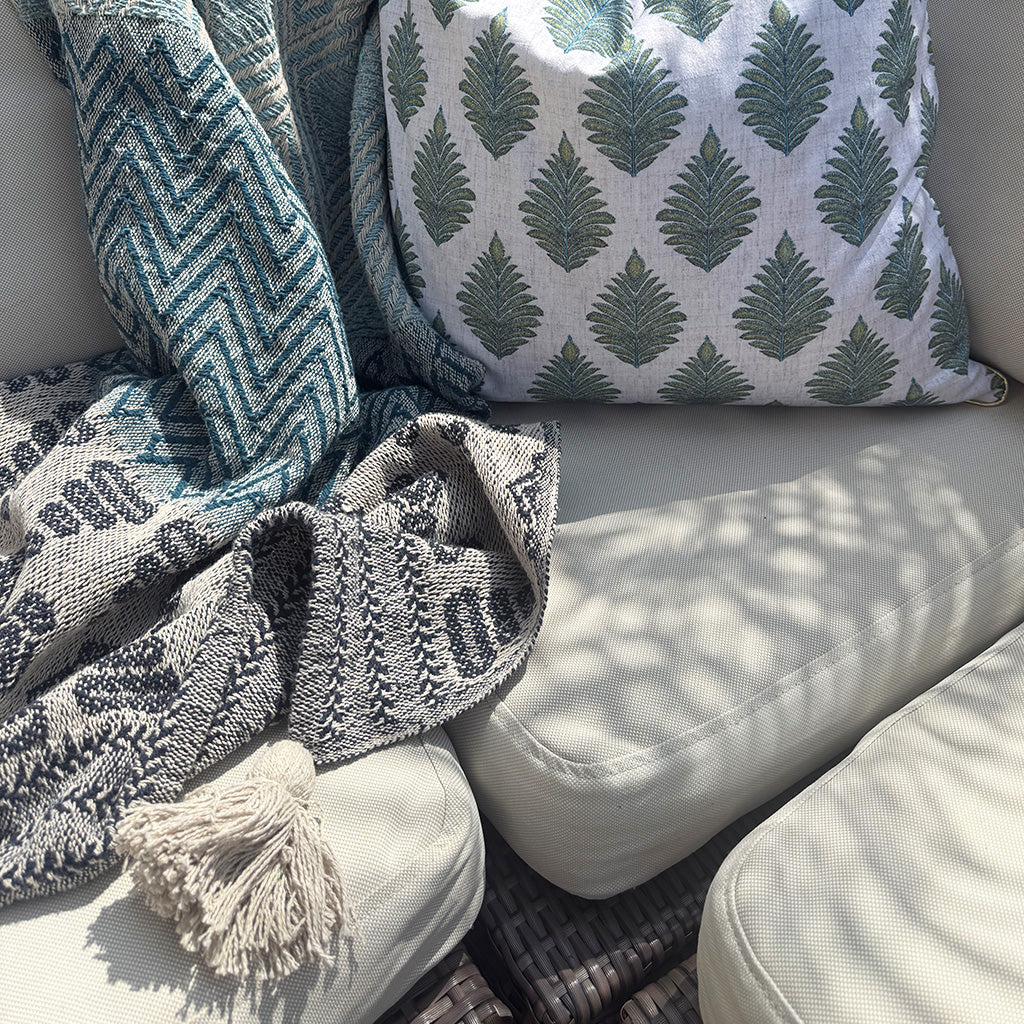 Ethnic Blue - Chunky Cotton Rich Throw