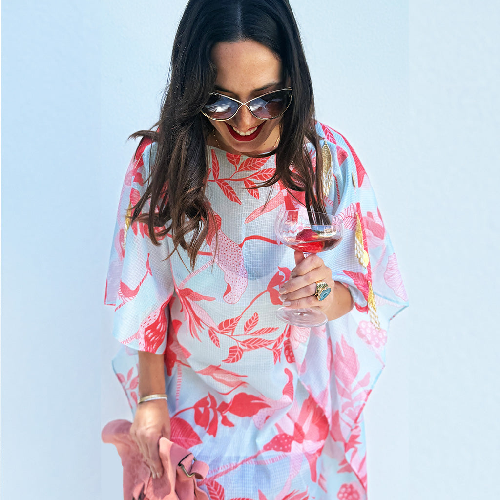 Caribbean Dream - Sheer Crossweave Beaded Kaftan