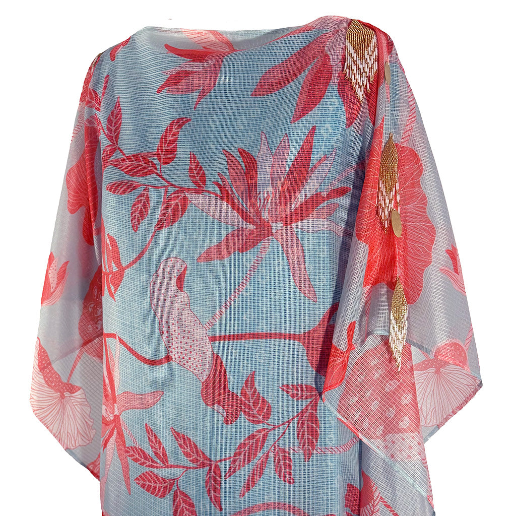 Caribbean Dream - Sheer Crossweave Beaded Kaftan
