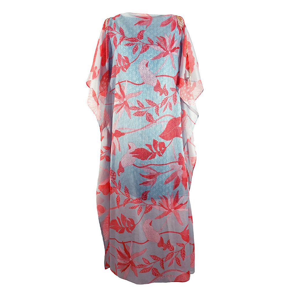 Caribbean Dream - Sheer Crossweave Beaded Kaftan