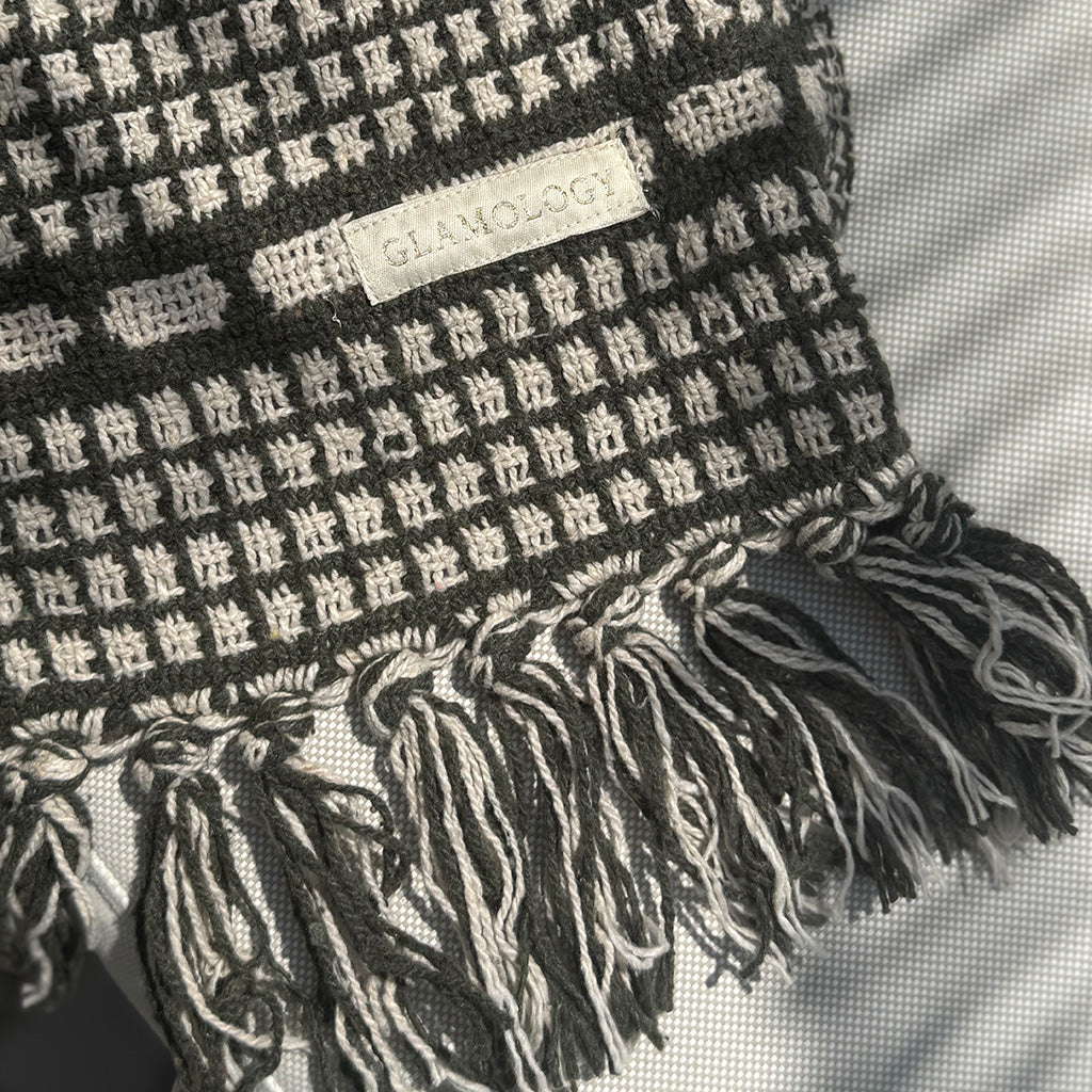 Tribal Olive - Chunky Cotton Rich Throw