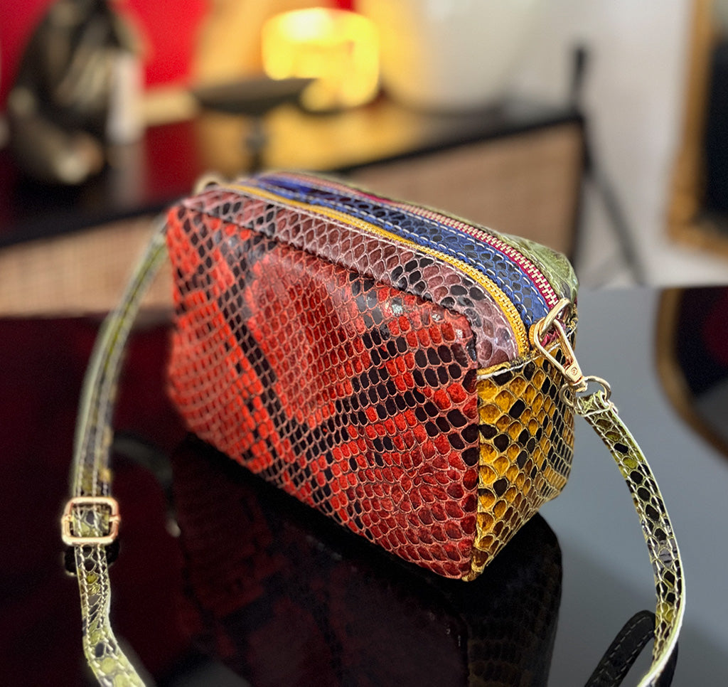 Kaleidosnake - Patent Italian Leather Patchwork Bag