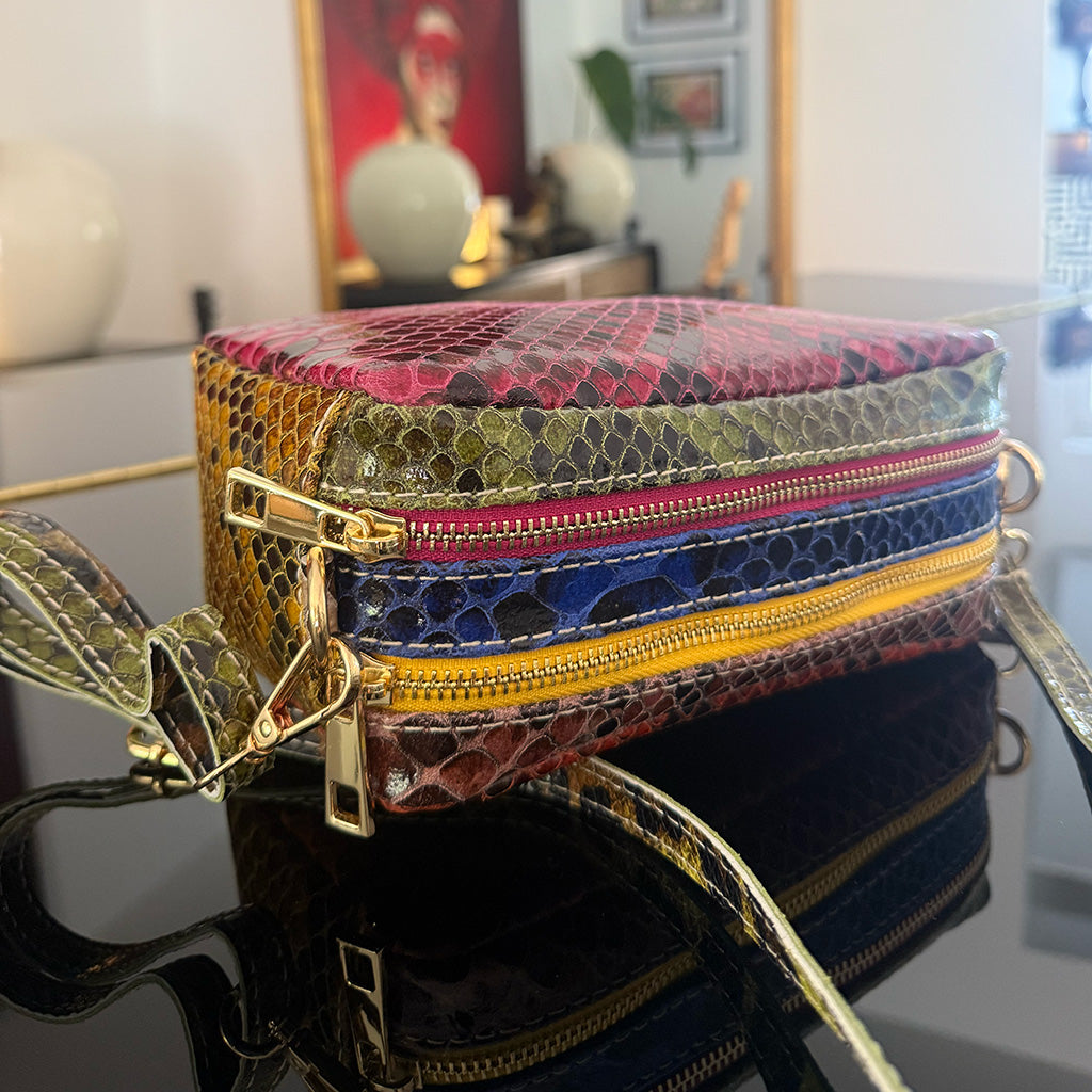 Kaleidosnake - Patent Italian Leather Patchwork Bag