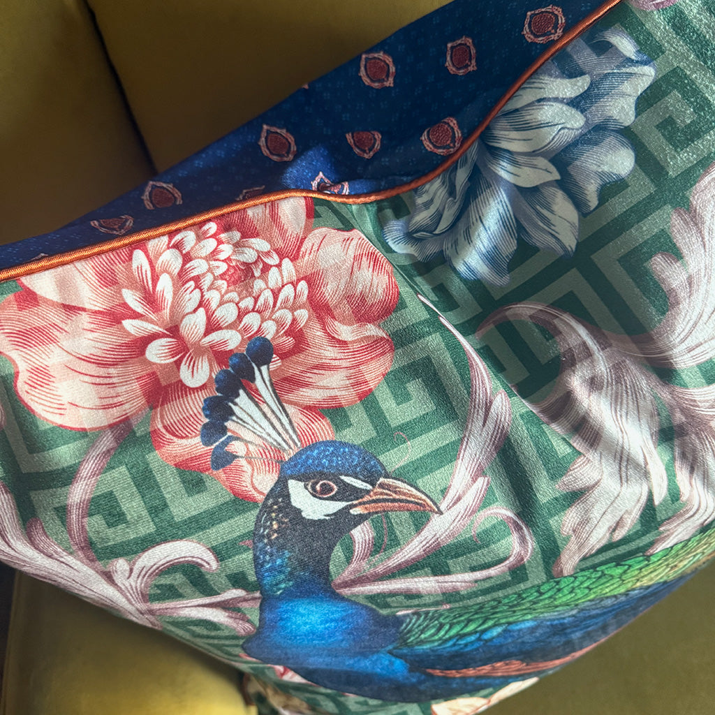 Plush Peacock - Velvet Scatter with Feather Inner - 60x60cm