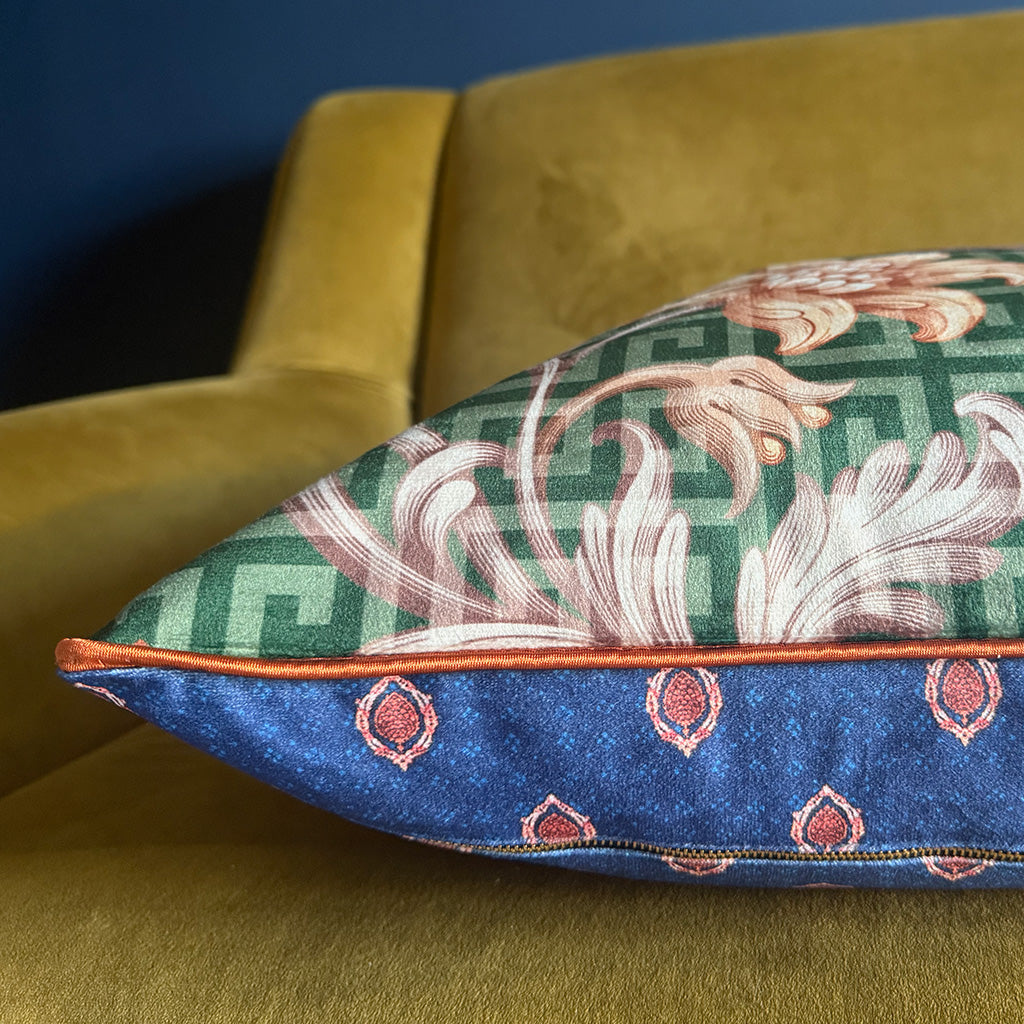 Plush Peacock - Velvet Scatter with Feather Inner - 60x60cm