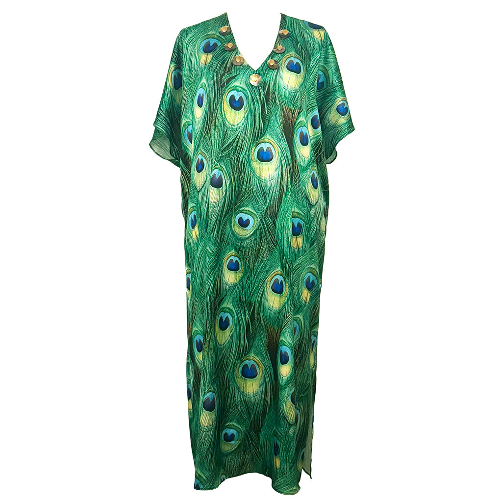 Peacock Plumes - Satin Beaded Kaftan