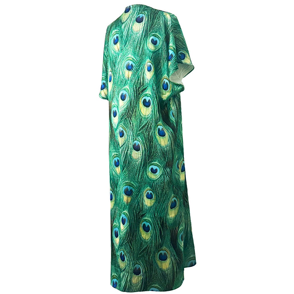 Peacock Plumes - Satin Beaded Kaftan