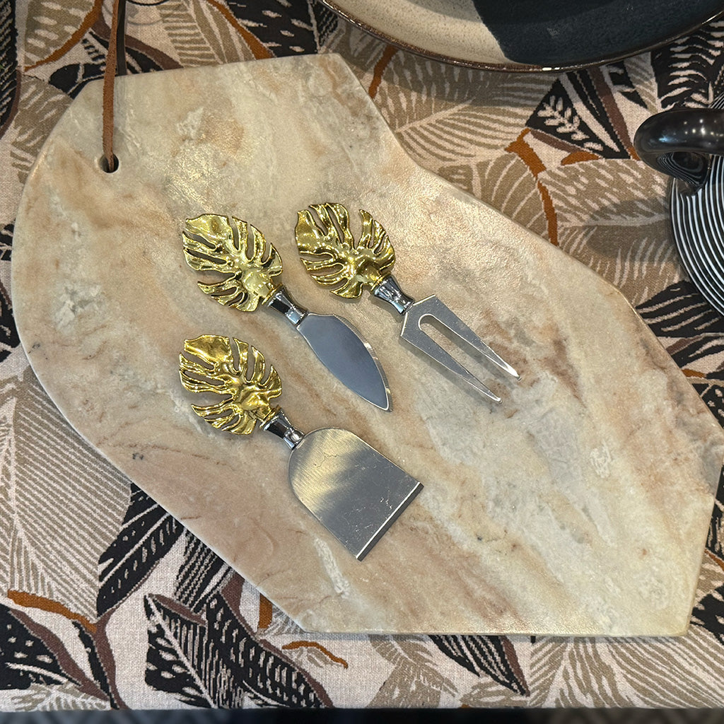 Delicious - Gold Monstera Leaf Cheese Knife Set