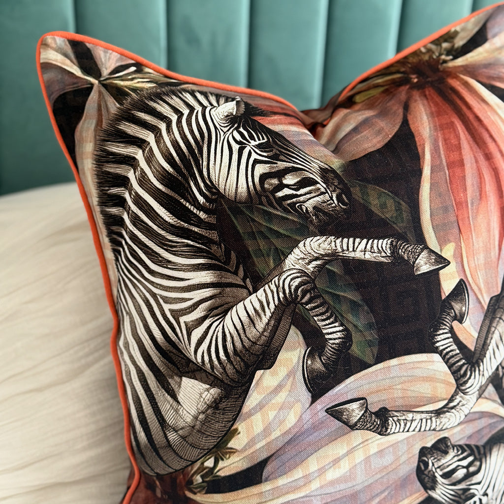 Zebra Dance - Cotton Scatter with Feather Inner - 50x50cm