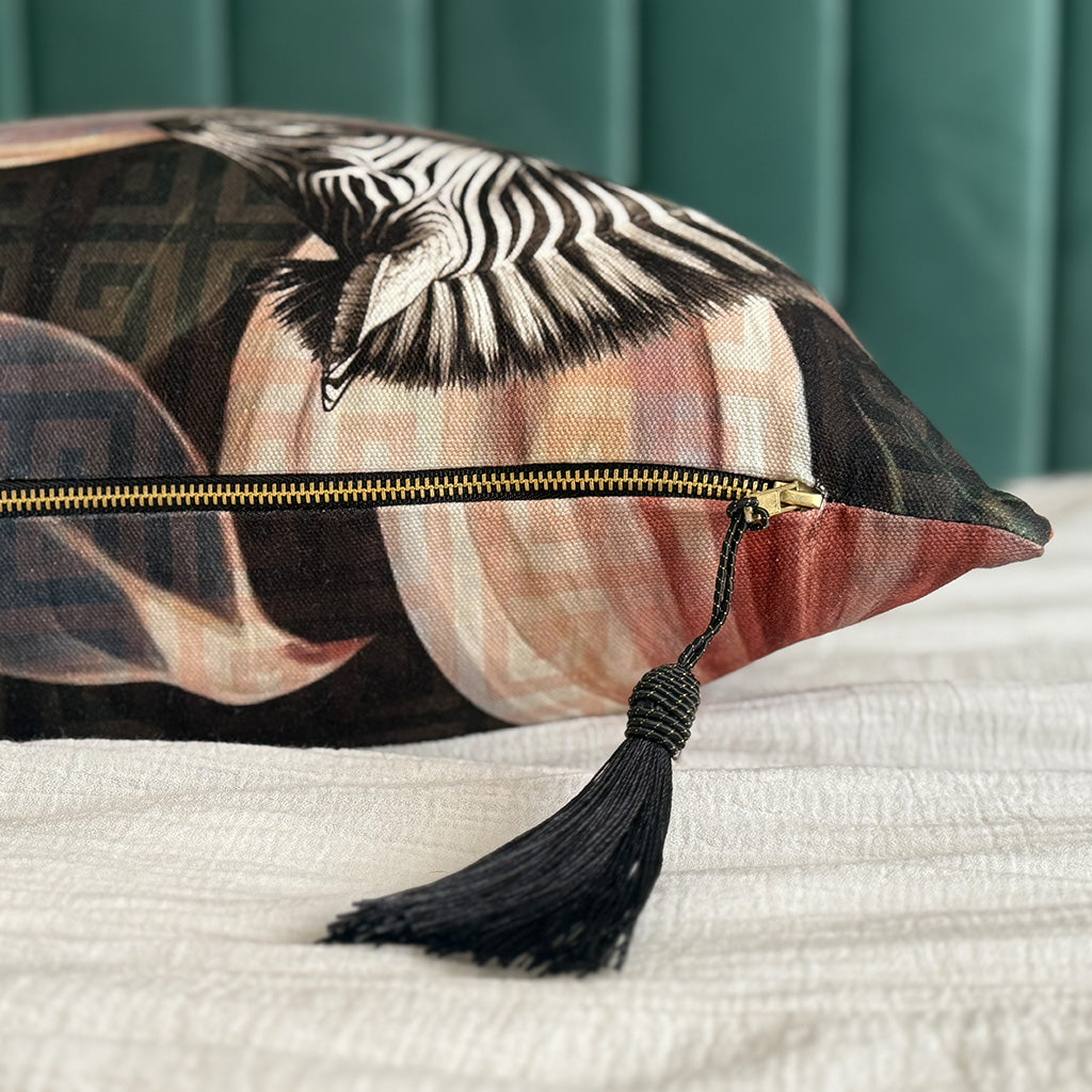 Zebra Dance - Cotton Scatter with Feather Inner - 50x50cm