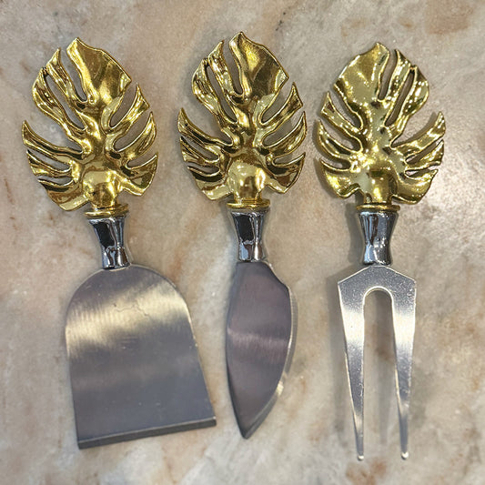 Delicious - Gold Monstera Leaf Cheese Knife Set