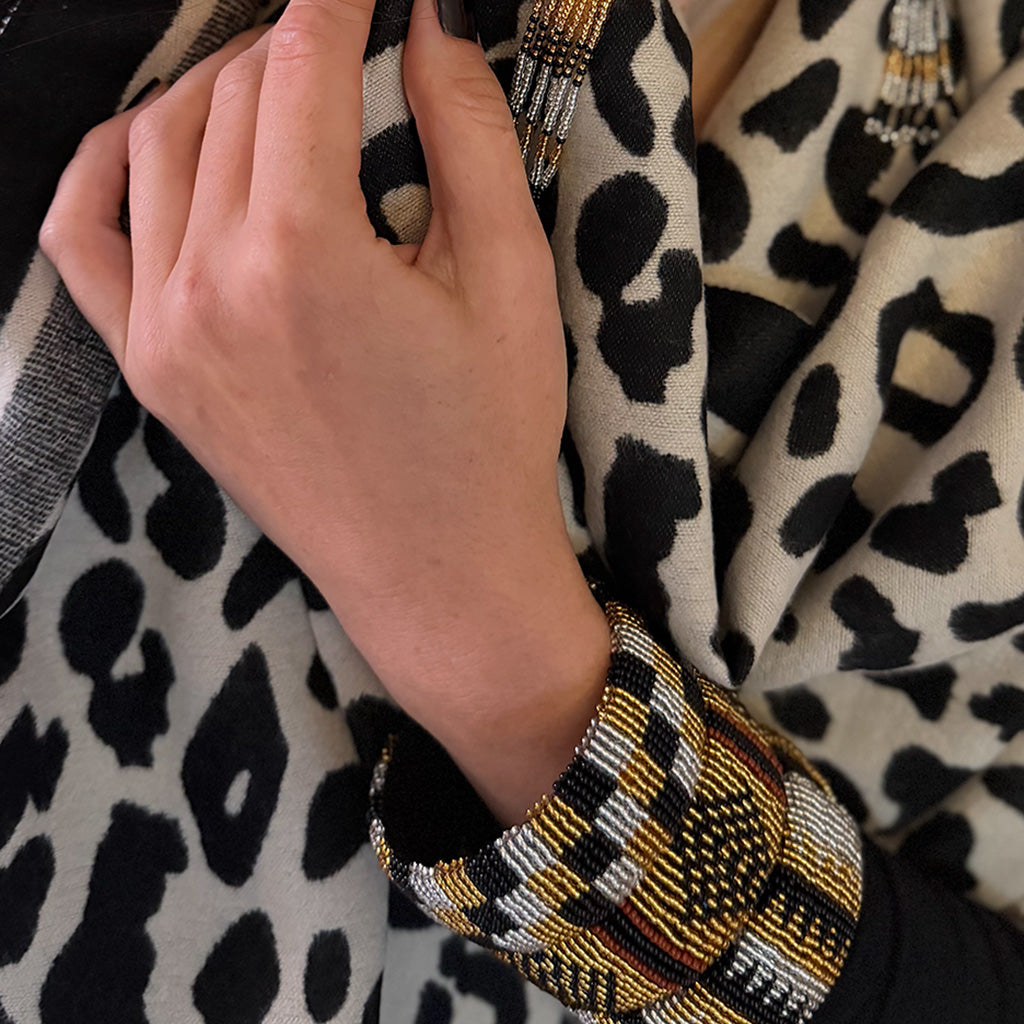 Black & Gold - Hand-beaded African Bangles