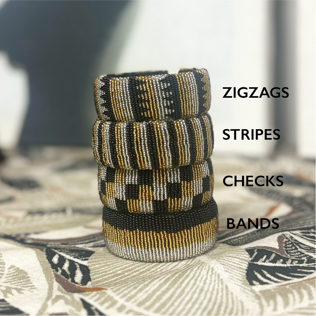 Black & Gold - Hand-beaded African Bangles