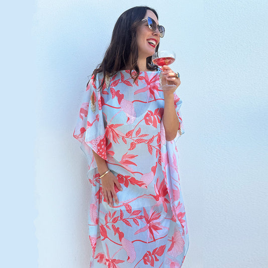 Caribbean Dream - Sheer Crossweave Beaded Kaftan