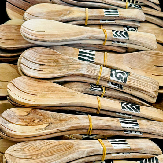 Chunky Hand-Carved Wooden Salad Servers