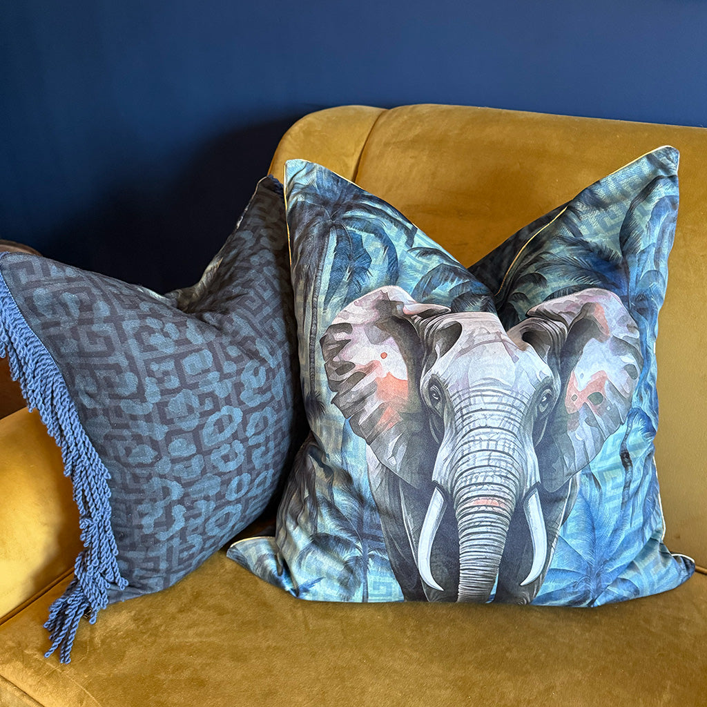 Jungle Palm - Reversible Cotton Fringe Scatter with Feather Inner - 50x50cm