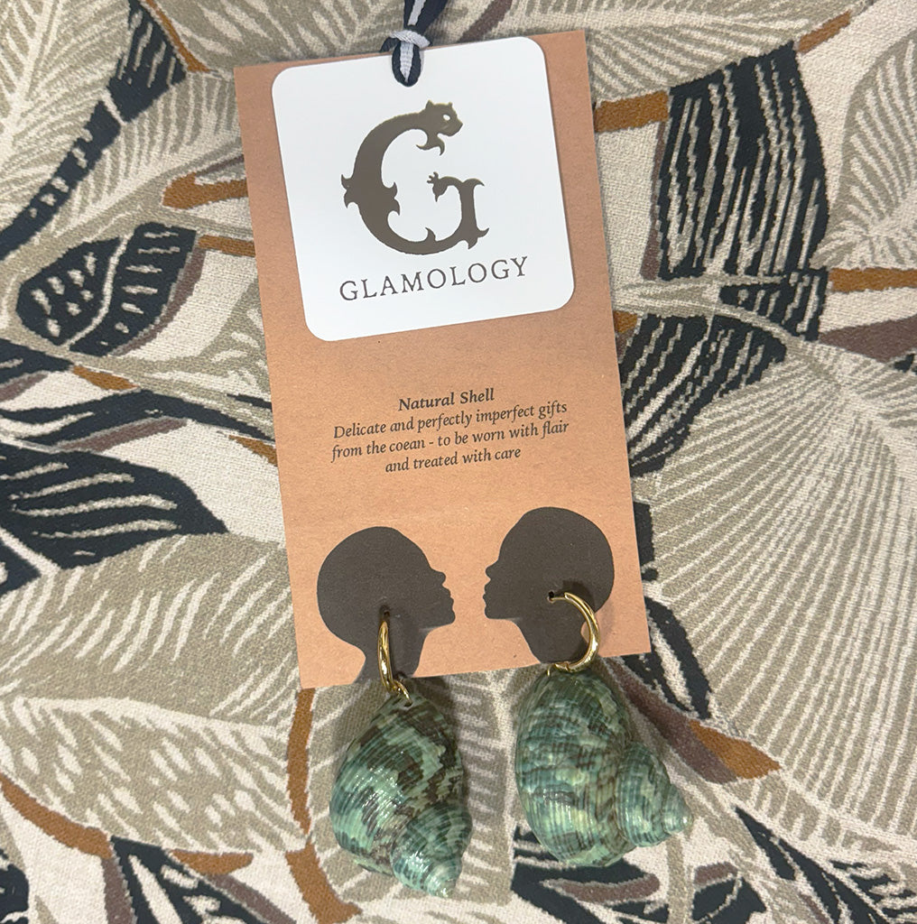 Green Conch - Genuine Shell Statement Earrings