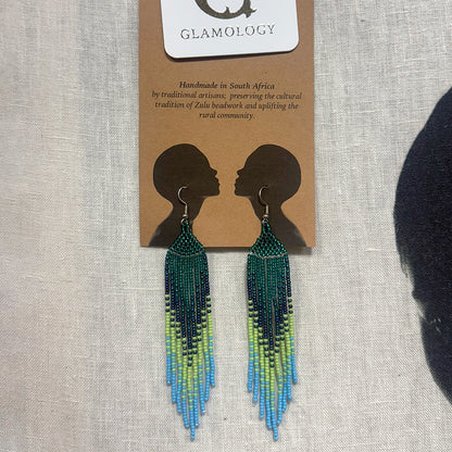 Ilala Ocean - Hand-beaded African Earrings