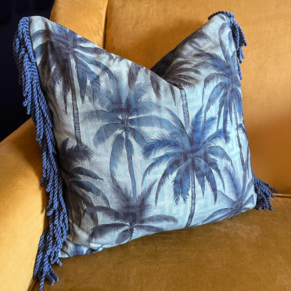 Jungle Palm - Reversible Cotton Fringe Scatter with Feather Inner - 50x50cm