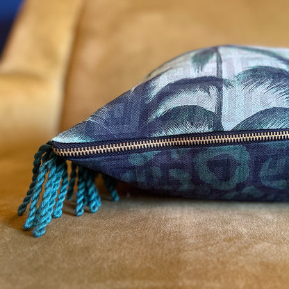 Jungle Palm - Reversible Cotton Fringe Scatter with Feather Inner - 50x50cm