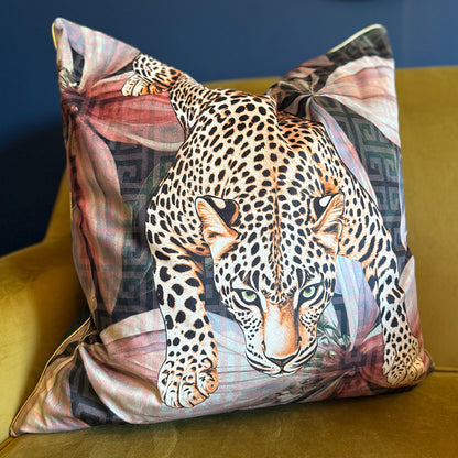 Lady Leopard - Velvet Scatter with Feather Inner - 60 x 60cm