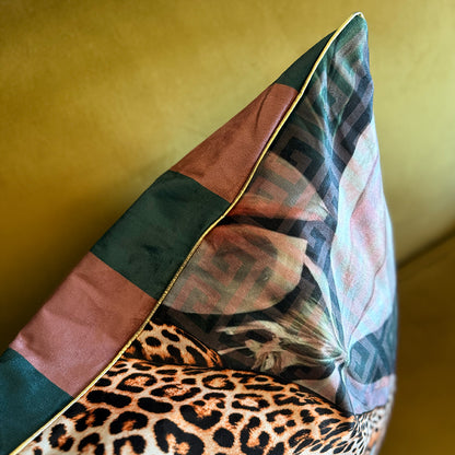 Lady Leopard - Velvet Scatter with Feather Inner - 60 x 60cm