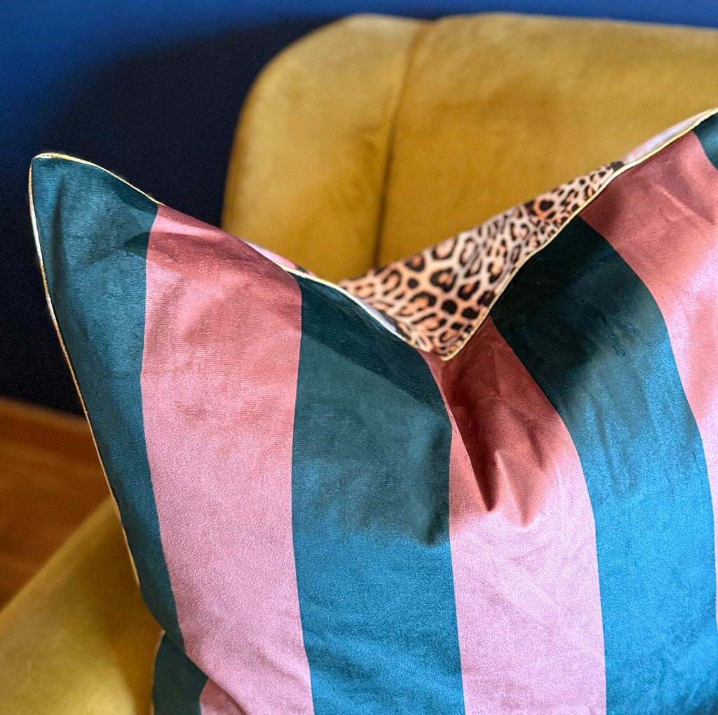 Lady Leopard - Velvet Scatter with Feather Inner - 60 x 60cm