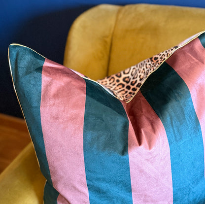 Lady Leopard - Velvet Scatter with Feather Inner - 60 x 60cm