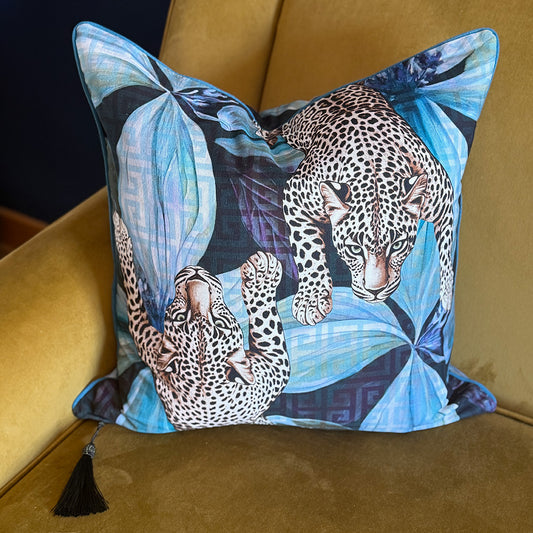 Stealth Leopards - Cotton Scatter with Feather Inner - 50x50cm