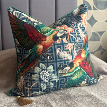 Flight of the Macaws - Cotton Scatter with Feather Inner - 50x50cm