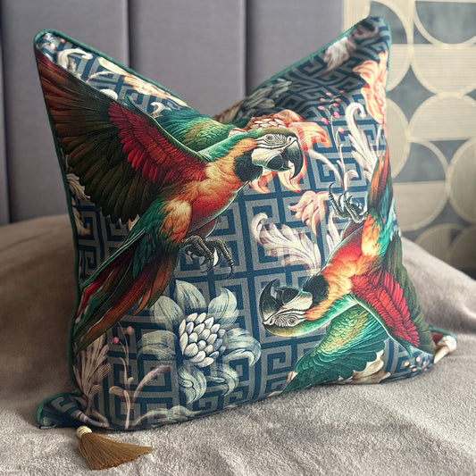 Flight of the Macaws - Cotton Scatter with Feather Inner - 50x50cm