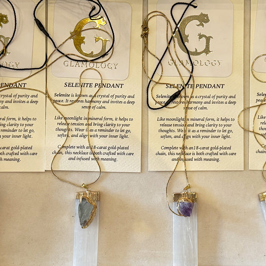 Selenite Crystal Gold Plated Chain Pendant