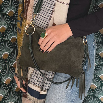 Tassle Fringe Bag - Italian Suede Leather