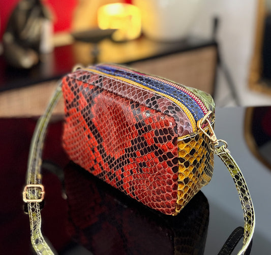 Kaleidosnake - Patent Italian Leather Patchwork Bag
