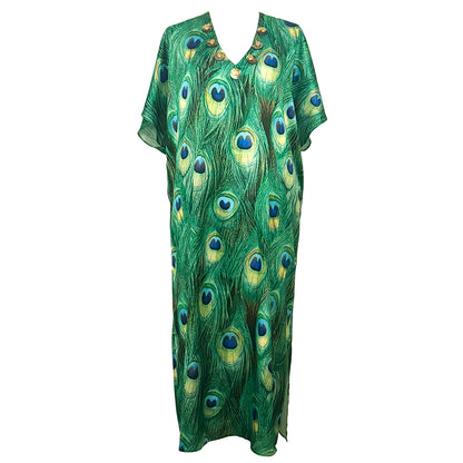 Peacock Plumes - Satin Beaded Kaftan