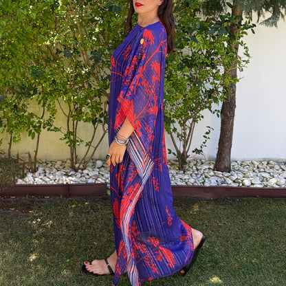 Ultraviolet Atoll - Sheer Stripe Lurex Beaded Kaftan