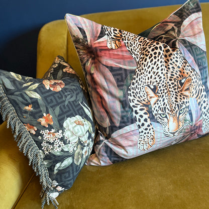 Wild Blooms - Reversible Cotton Fringe Scatter with Feather Inner - 50x50cm