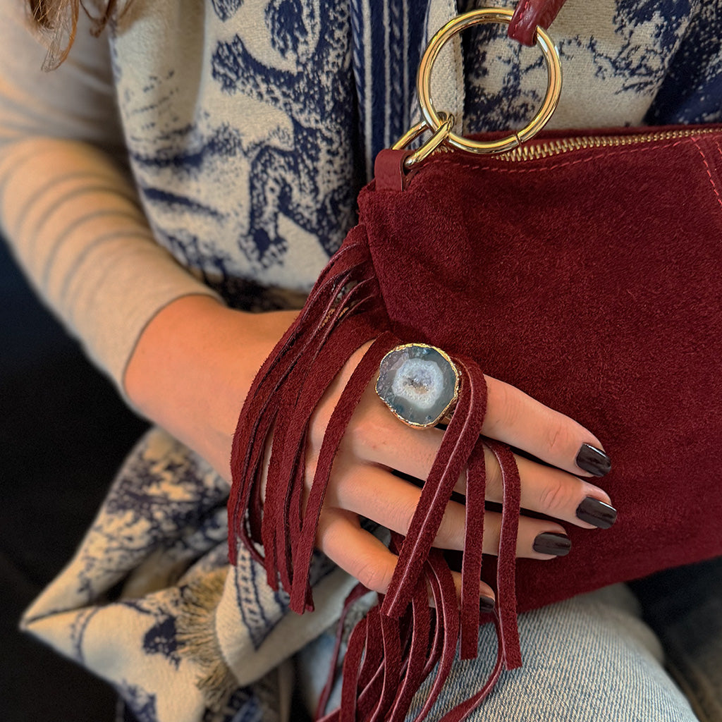 Tassle Fringe Bag - Italian Suede Leather