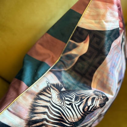 Zebra Dance - Velvet Scatter with Feather Inner - 60 x 60cm