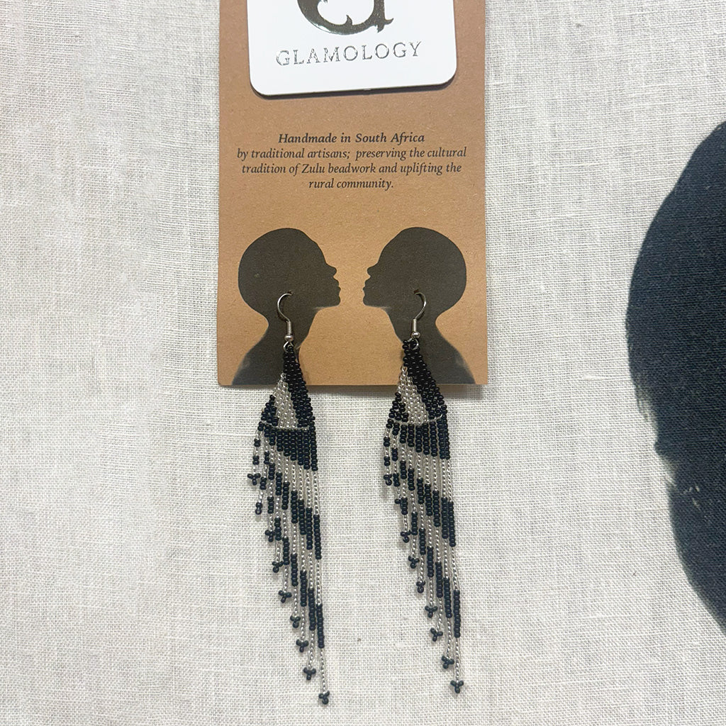 Savuti Zebra - Hand-beaded African Earrings