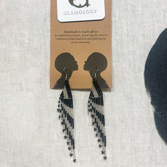 Savuti Zebra - Hand-beaded African Earrings